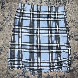 pretty little thing bright blue plaid bodycon mini skirt